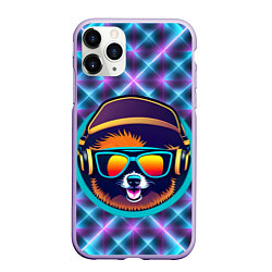 Чехол iPhone 11 Pro матовый Пёс-хипстер, цвет: 3D-светло-сиреневый