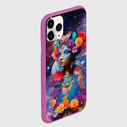 Чехол iPhone 11 Pro матовый Космическая девушка-кошка, цвет: 3D-фиолетовый — фото 2