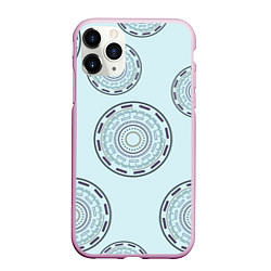 Чехол iPhone 11 Pro матовый Круговой орнамент, цвет: 3D-розовый