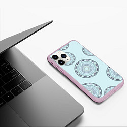 Чехол iPhone 11 Pro матовый Круговой орнамент, цвет: 3D-розовый — фото 2