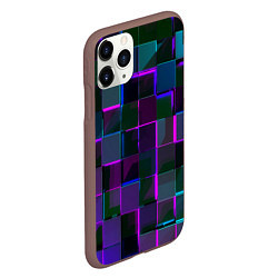 Чехол iPhone 11 Pro матовый Неоновые линии и кубы, цвет: 3D-коричневый — фото 2