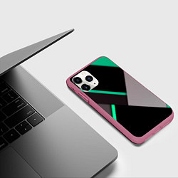 Чехол iPhone 11 Pro матовый Спортивная геометрия линии, цвет: 3D-малиновый — фото 2