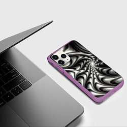 Чехол iPhone 11 Pro матовый Abstract fractal grey, цвет: 3D-фиолетовый — фото 2