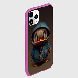 Чехол iPhone 11 Pro матовый Утёнок в капюшоне, цвет: 3D-фиолетовый — фото 2