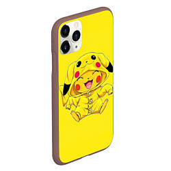 Чехол iPhone 11 Pro матовый Малыш Пикачу, цвет: 3D-коричневый — фото 2