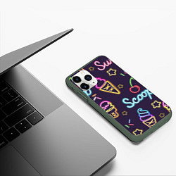 Чехол iPhone 11 Pro матовый Неоновые надписи sweet scoop, цвет: 3D-темно-зеленый — фото 2