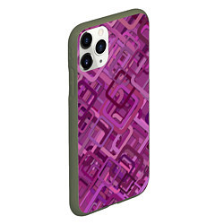 Чехол iPhone 11 Pro матовый Фиолетовые диагонали, цвет: 3D-темно-зеленый — фото 2