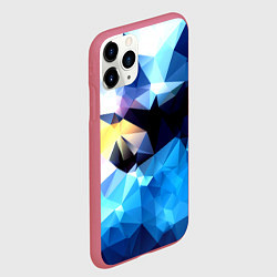Чехол iPhone 11 Pro матовый Polygon blue abstract collection, цвет: 3D-малиновый — фото 2