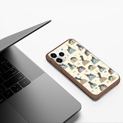 Чехол iPhone 11 Pro матовый Котики на радуге - паттерн, цвет: 3D-коричневый — фото 2
