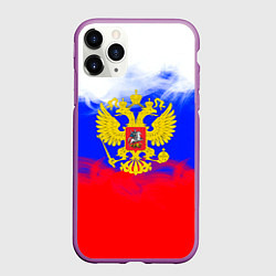 Чехол iPhone 11 Pro матовый Russia флаг герб, цвет: 3D-фиолетовый