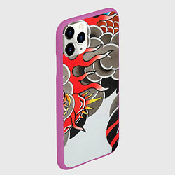 Чехол iPhone 11 Pro матовый Иредзуми: дракон в дыму, цвет: 3D-фиолетовый — фото 2