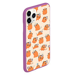 Чехол iPhone 11 Pro матовый Человек-бензопила - Почита и хлебушек, цвет: 3D-фиолетовый — фото 2