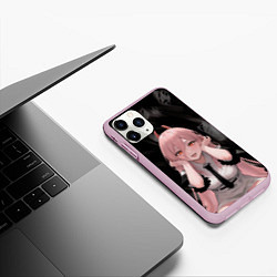 Чехол iPhone 11 Pro матовый Человек-Бензопила: Пауэр, цвет: 3D-розовый — фото 2