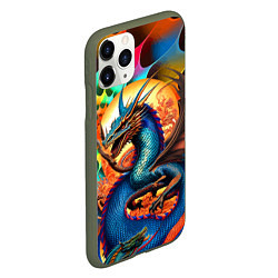 Чехол iPhone 11 Pro матовый Japanese dragon - tattoo - irezumi, цвет: 3D-темно-зеленый — фото 2