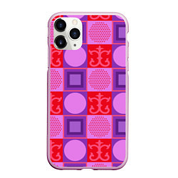 Чехол iPhone 11 Pro матовый Цветной круг и круг из точек, цвет: 3D-розовый