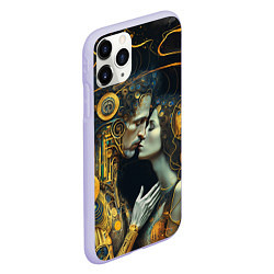 Чехол iPhone 11 Pro матовый Gustav Klimt Cyberpunk, цвет: 3D-светло-сиреневый — фото 2