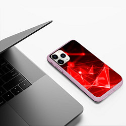 Чехол iPhone 11 Pro матовый Абстрактные красные лучи, цвет: 3D-розовый — фото 2