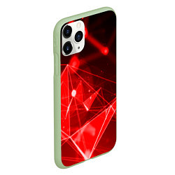 Чехол iPhone 11 Pro матовый Абстрактные красные лучи, цвет: 3D-салатовый — фото 2
