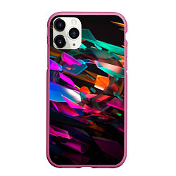 Чехол iPhone 11 Pro матовый Множество цветного металла, цвет: 3D-малиновый