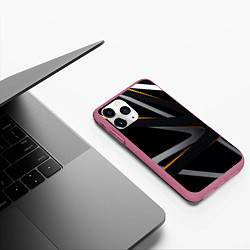 Чехол iPhone 11 Pro матовый Спортивная геометрия полосы, цвет: 3D-малиновый — фото 2