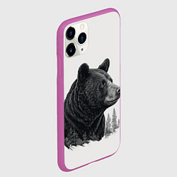 Чехол iPhone 11 Pro матовый Нарисованный медведь, цвет: 3D-фиолетовый — фото 2