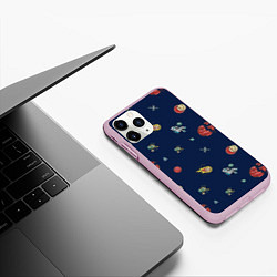 Чехол iPhone 11 Pro матовый Паттерн - космос, цвет: 3D-розовый — фото 2