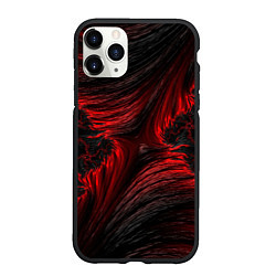 Чехол iPhone 11 Pro матовый Red vortex pattern, цвет: 3D-черный
