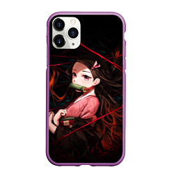 Чехол iPhone 11 Pro матовый Nezuko Demon Slayer art, цвет: 3D-фиолетовый