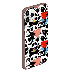 Чехол iPhone 11 Pro матовый Панды с сердечками, цвет: 3D-коричневый — фото 2