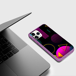 Чехол iPhone 11 Pro матовый Геометрия ретро стиль, цвет: 3D-фиолетовый — фото 2
