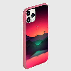 Чехол iPhone 11 Pro матовый Неоновая природа, цвет: 3D-малиновый — фото 2