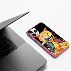 Чехол iPhone 11 Pro матовый Yakuza tattoo cat, цвет: 3D-малиновый — фото 2