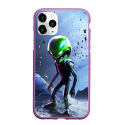 Чехол iPhone 11 Pro матовый Alien during a space storm, цвет: 3D-фиолетовый