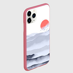 Чехол iPhone 11 Pro матовый Японский пейзаж - восход солнца, цвет: 3D-малиновый — фото 2