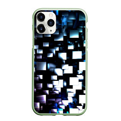 Чехол iPhone 11 Pro матовый Неоновые кубы абстракция, цвет: 3D-салатовый