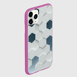 Чехол iPhone 11 Pro матовый Геометрические шестиугольники, цвет: 3D-фиолетовый — фото 2