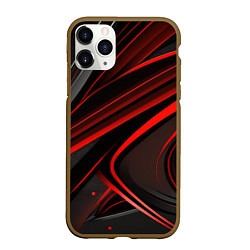 Чехол iPhone 11 Pro матовый Black and red abstract