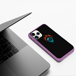 Чехол iPhone 11 Pro матовый Капля огня, цвет: 3D-фиолетовый — фото 2