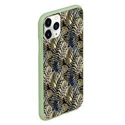 Чехол iPhone 11 Pro матовый Оливковый тропический узор, цвет: 3D-салатовый — фото 2