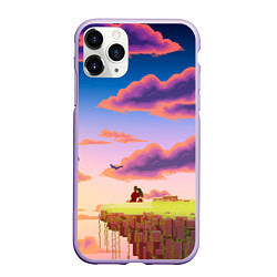 Чехол iPhone 11 Pro матовый Пиксельный пейзаж, цвет: 3D-светло-сиреневый
