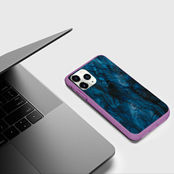 Чехол iPhone 11 Pro матовый Синяя прозрачная скала, цвет: 3D-фиолетовый — фото 2
