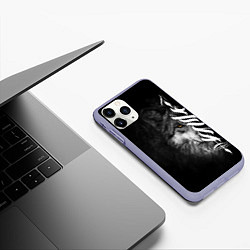 Чехол iPhone 11 Pro матовый Волк с узором, цвет: 3D-светло-сиреневый — фото 2