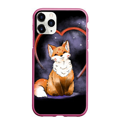 Чехол iPhone 11 Pro матовый Милая лисица кицунэ, цвет: 3D-малиновый