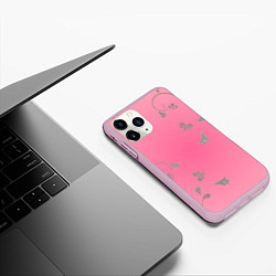 Чехол iPhone 11 Pro матовый Весенние узорные цветы, цвет: 3D-розовый — фото 2