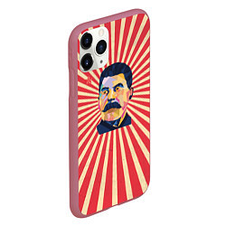 Чехол iPhone 11 Pro матовый Сталин полигональный, цвет: 3D-малиновый — фото 2