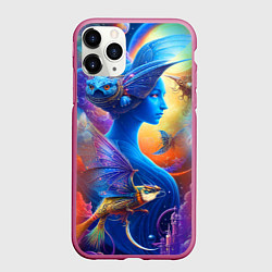 Чехол iPhone 11 Pro матовый Синяя Фея, цвет: 3D-малиновый