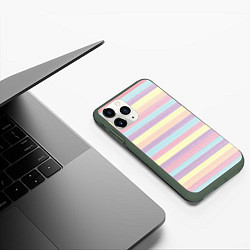Чехол iPhone 11 Pro матовый Пастельные линии - текстура свитера, цвет: 3D-темно-зеленый — фото 2