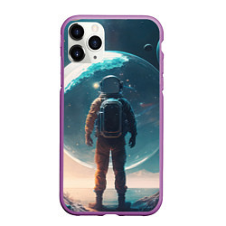 Чехол iPhone 11 Pro матовый Космонавт без головы на другой планете, цвет: 3D-фиолетовый