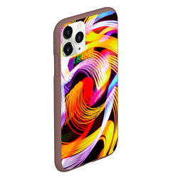 Чехол iPhone 11 Pro матовый Неоновое множество фонарей в темноте, цвет: 3D-коричневый — фото 2