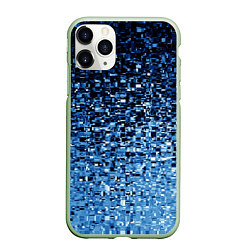 Чехол iPhone 11 Pro матовый Геометрическое множество синих кубов, цвет: 3D-салатовый
